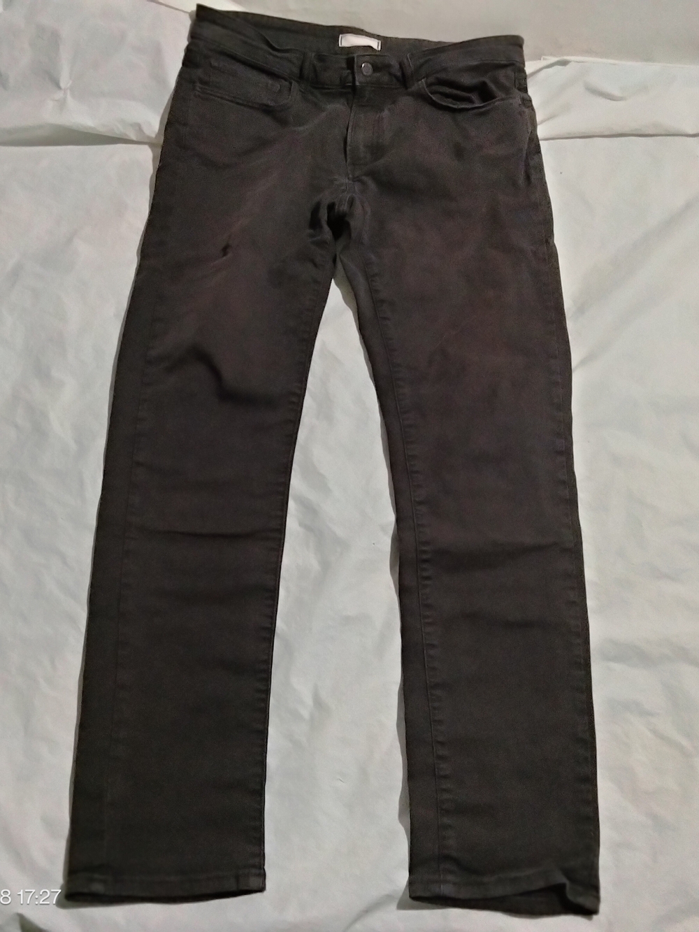 UNIQLO Mens Stretch Slim Fit Tapered Jeans Pants Washed Charcoal 34x31